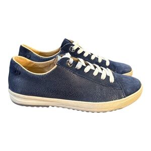 Hartjes Blue Textured Leather Walking Sneakers Women’s Size 7